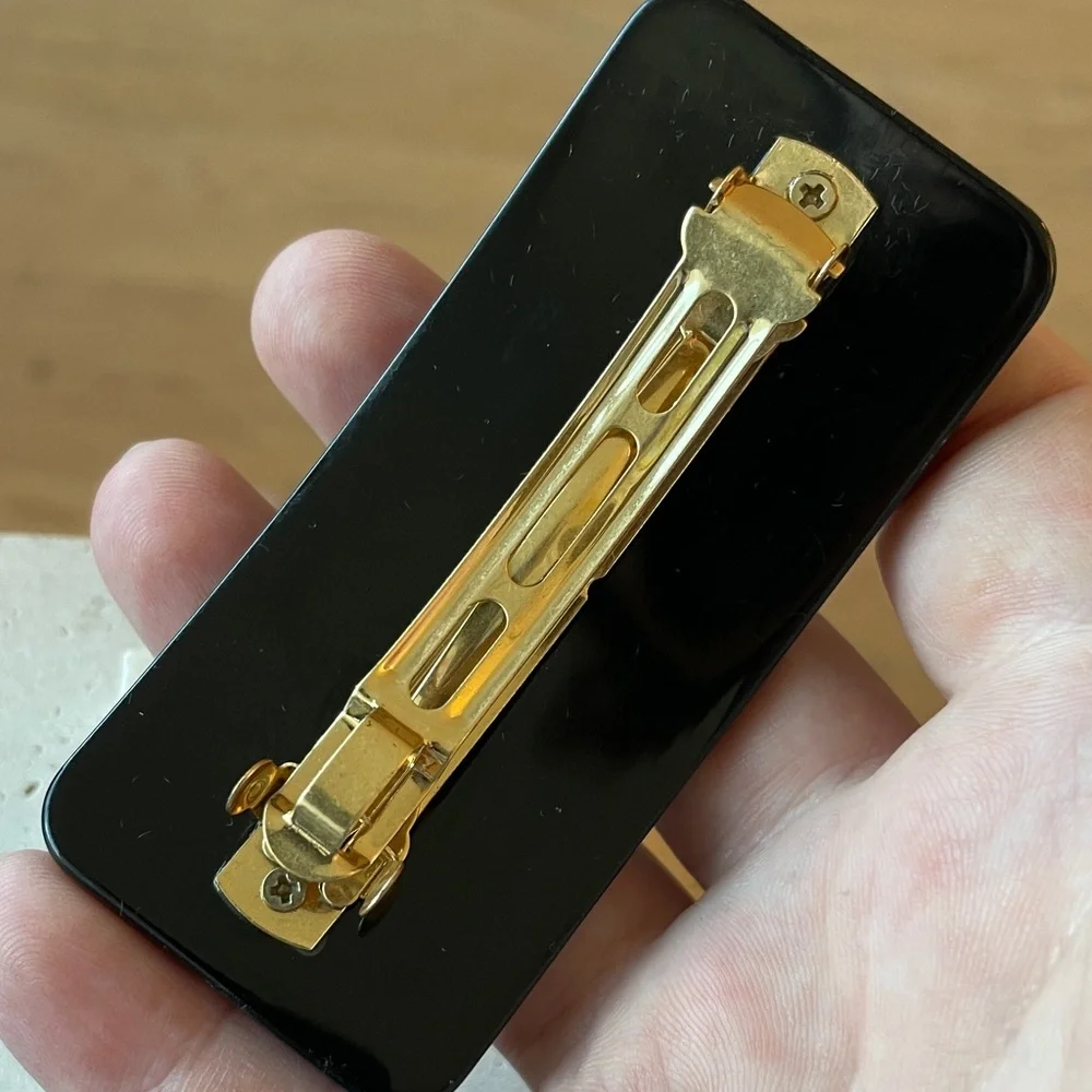 Tory Burch Black and Gold Crystal Hair Clip